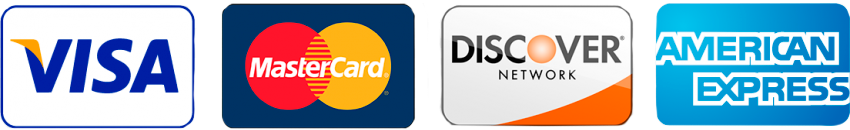 Visa, MasterCard, Discover, American Express
